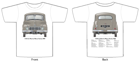 Morris Minor Series MM 1949-52 T-shirt Front & Back